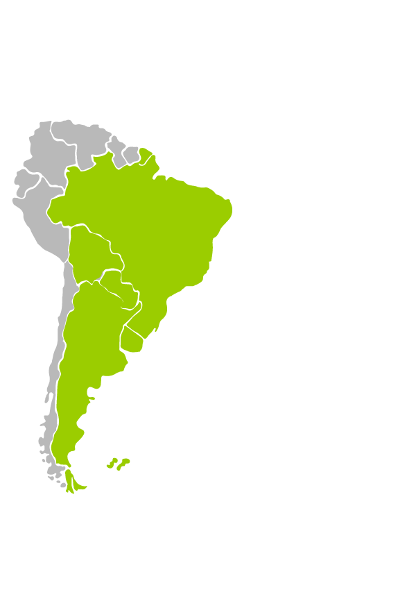 Mapa de cobertura Wroots en Latinoamérica: Argentina, Uruguay, Paraguay y Bolivia